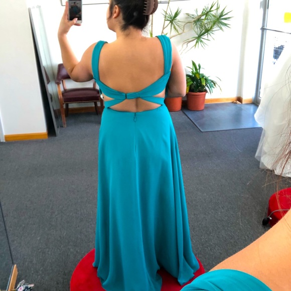 Azazie Nahrin Dress Size 10 Jade Color - Picture 2 of 2